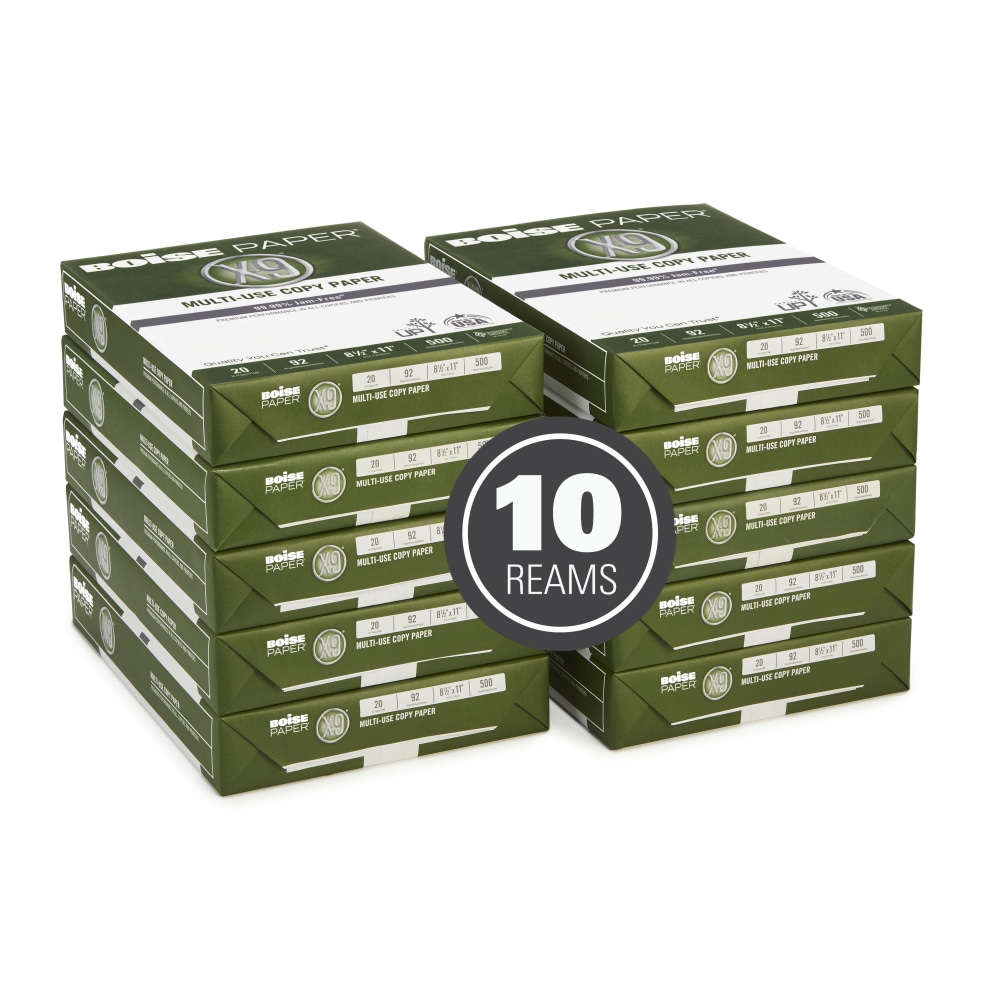 Boise® 20lb. White Copy Paper 8.5x11 in. 92 Brightness 75gsm 5000 Sheets Per Carton